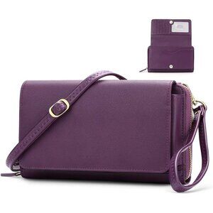 Women’s 13-purple Leather Imported Zipper Purses Crossbody Bag